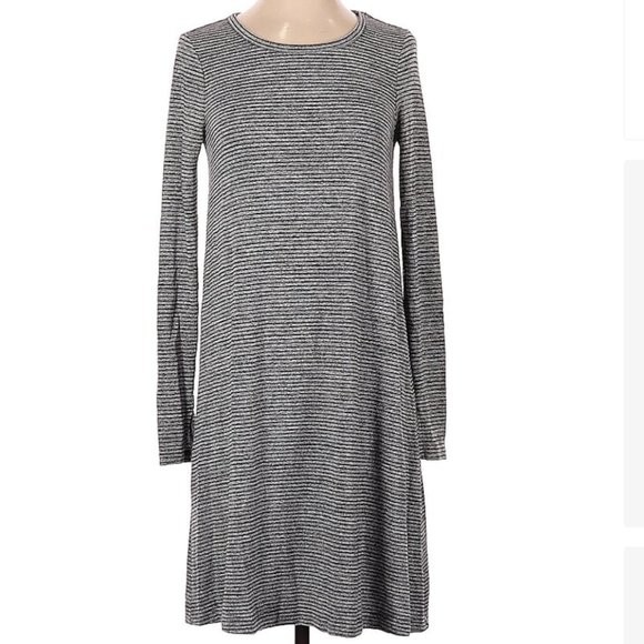 Gap long sleeve knit t-shirt dress black gray stripe XS extra small comfy - Picture 1 of 2